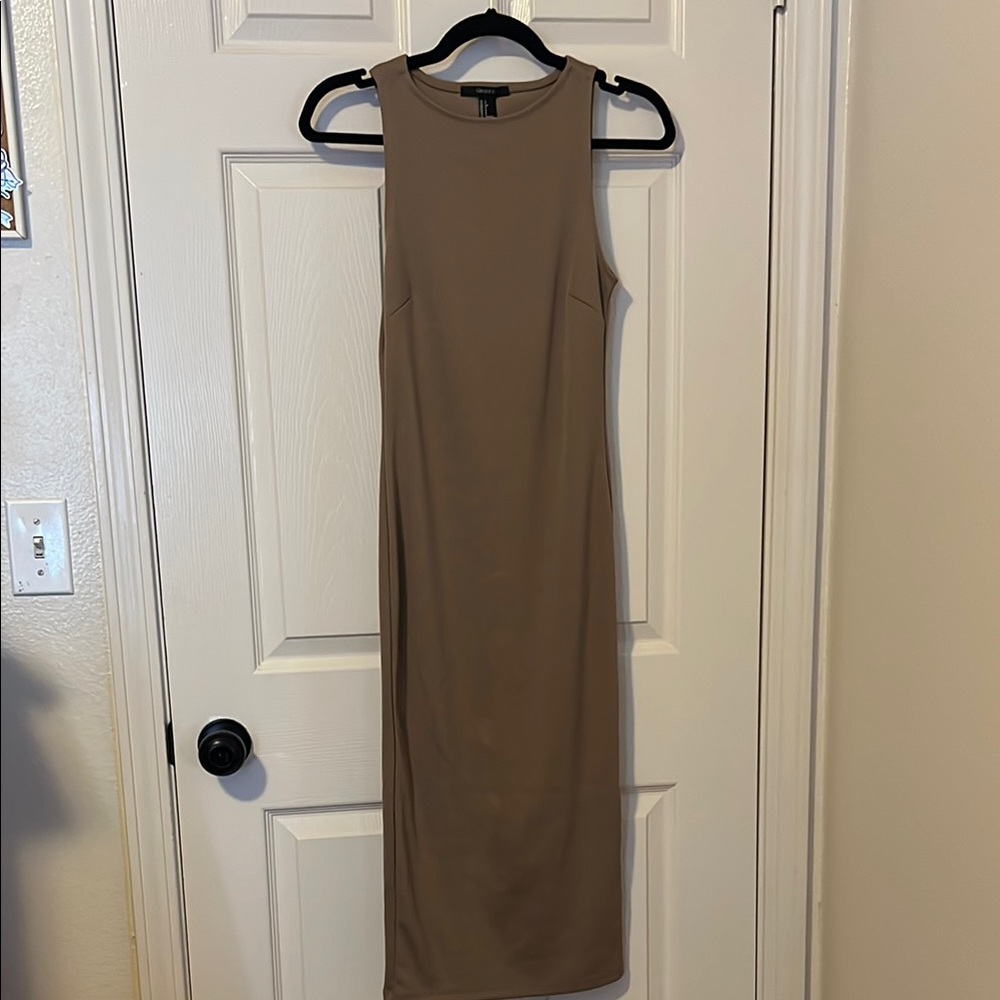 Forever 21 Light Brown Sleeveless Bodycon Midi Dress